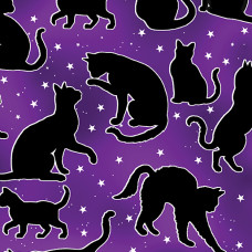 Halloween Spirit Black Cats on Purple