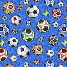 Just for Kicks--Soccer Balls on Blue