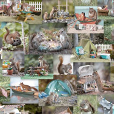 The Secret Life of Squirrels Collage Cream