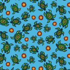 Strong Earth Woman Turtles on Blue