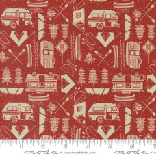 The Great Outdoors Camping Motifs on Red