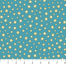 FLANNEL Night Owl Yellow Stars on Teal