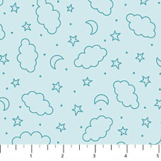 FLANNEL Night Owl Clouds on Blue