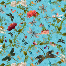 Dragonfly Garden Dragonfly/Floral Turquoise