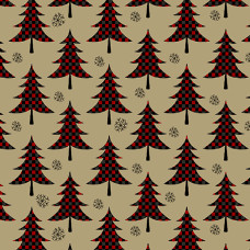 Flannel Plaid Trees Red/Tan