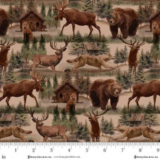 Majestic Mountainside Animals and Cabins