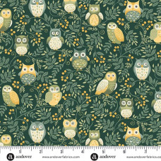 Hello Autumn Twilight Owls Green