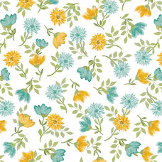 Montgomery Mountain Charm Teal/White flower toss